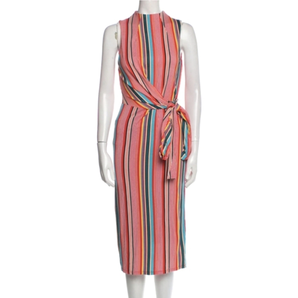 Alice + Olivia Multicolor Striped Midi Dress